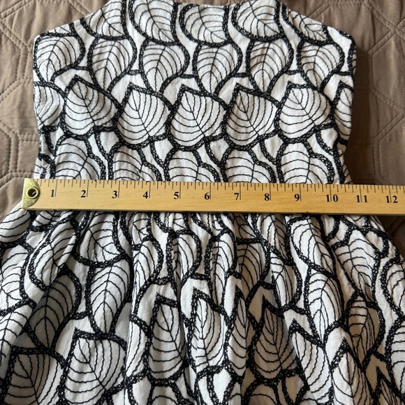 Janie & Jack Girls Sz 8 Black & White Embroidered Leaf Sleeveless Lined Dress - Picture 10 of 11